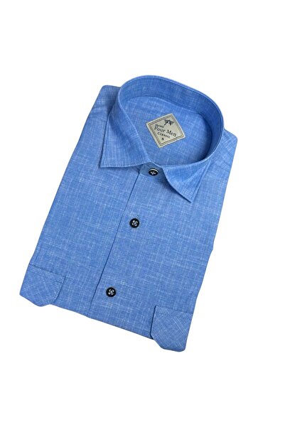 GÖMLEK GALERİSİ Classic Wide Cut Double Pocket Straight Long Sleeve Men's Shirt