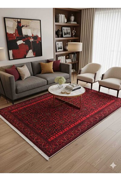 ANTİK KİLİM BYZ MODERN KIRMIZI SALON KİLİMİ-160*230-200*290 -RUSTİC-PAMUK TAB...