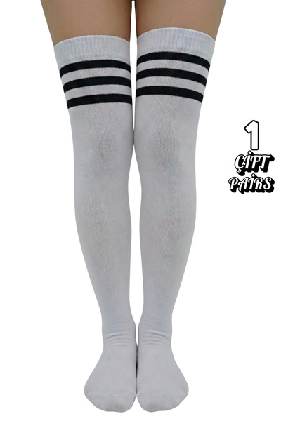 stellare Дамски модни памучни чорапи до коляното с райета, 1 чифт