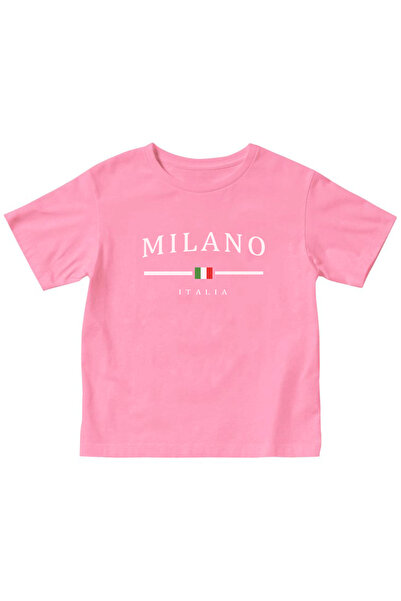 Zeycem Store Milano Pattern Printed Kids Black White Pink Blue Tshirt
