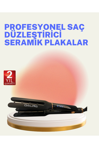 Generic Brand مكواة فرد الشعر بلوحة سيراميك 230 درجة مئوية تسخين سريع 360 درج...