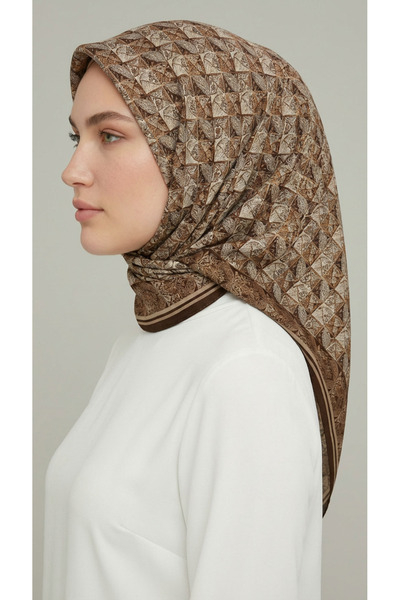 Karaca Eşarp Φουλάρι από ραγιόν με γεωμετρικό σχέδιο - ΚΑΦΕ