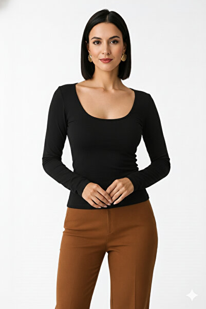 trendalisse Women's U Neck Modal Textured Soft Touch Blouse