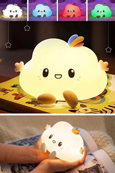 Buffer ® 5 Farklı Renk Modlu Bulut Figürlü Pofuduk LED Gece Lambası–Yumuşak Dokulu Çocuk Odası ve Dek