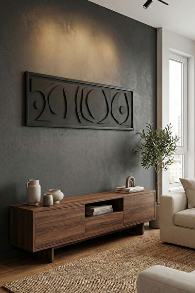 KEYWEL Modern Geometrik Ahşap Duvar Tablosu 100x30 cm