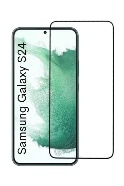 NOVKA Phone Accessories واقي شاشة زجاجي متوافق مع هاتف سامسونج جالاكسي S24، غطاء كامل، مميزات مضادة للكهرباء الساكنة، إطار أسود