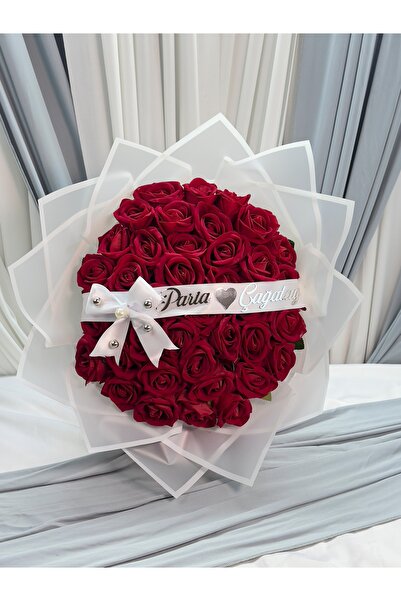 Cyz Home 41'li Kırmızı Yapay Kadife Gül Kızisteme Söz Nişan Çiçeği Buket