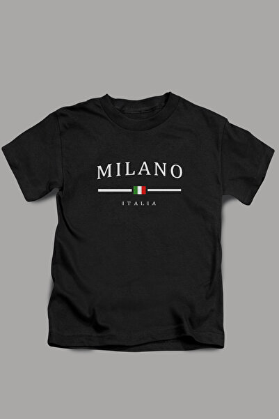 Zeycem Store Milano Pattern Printed Kids Black White Pink Blue Tshirt