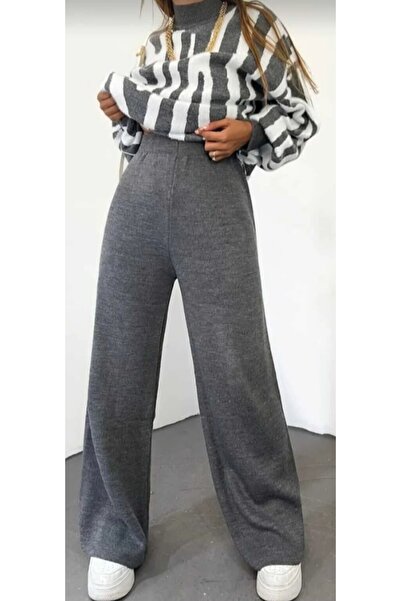 Esperar بنطلون نسائي شتوي واسع الساقين بخصر مطاطي