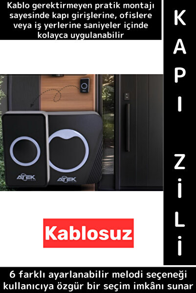 Wintoup Kendinden Yapışkanlı Ev Kapı Girişi Ofis 36 Melodili LED Işıklı Kablo...