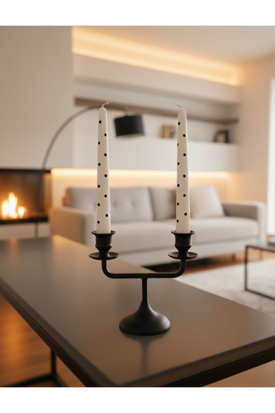 2Pcs Black Polka Dot Candle Set | Decorative Home & Table Decoration
