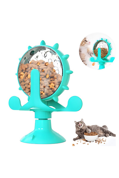Teno ® Interactive Cat Toy, rotating windmill, feeding and play function, turquoise