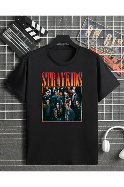 barsdepo Stray Kids Printed T-Shirt, Oversize Unisex Black T-Shirt Kids / Adult
