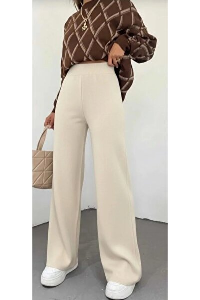 Esperar Ženske zimske Široke nogavice pantalone od pletiva sa elastičnim strukom