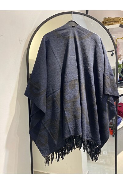 KANOĞLU TİCARET KANOĞLU Desenli Püsküllü Panço – Şal Görünümlü Triko Üst