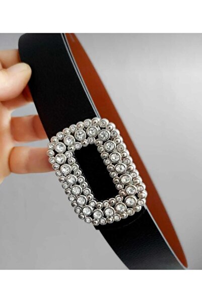 Mynoa Women's Belt with Stone Gold Buckle, Jacket Belt, Trouser Belt