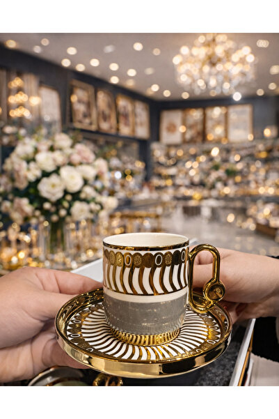 Como Gold Gilded Modern 6-Person Coffee Cup Set