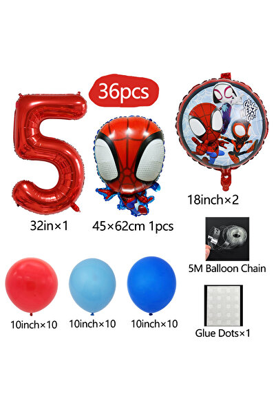 Miniso other 36pcs number 5 Spiderman Birthday Party Decoration SpiderMan Bal...