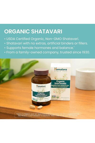 Himalaya Organic Shatavari Women Health Menopause Support 1300 mg, 60 Caplets