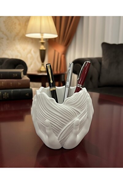 markasi Modern El Figürlü Dekoratif Masa Üstü Kalemlik ve Fırçalık Organizer ...