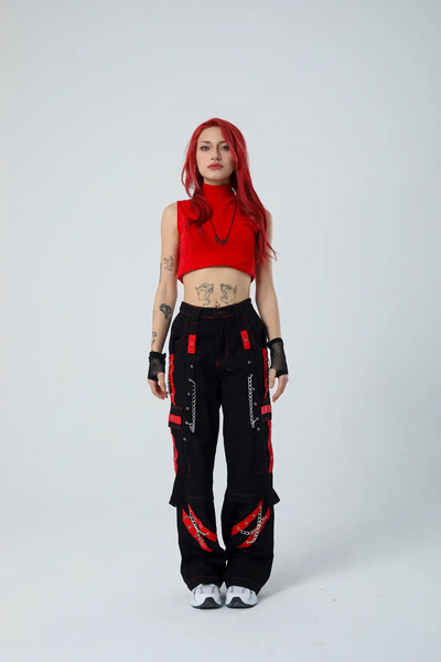 BALİNA Kırmızı Şerit Detaylı Baggy Cyber Pants-THE SOLO