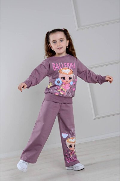 Yağmur Giyim PJK2İ Set pentru copii Ballerina Cappucino cu modele, picior lat...