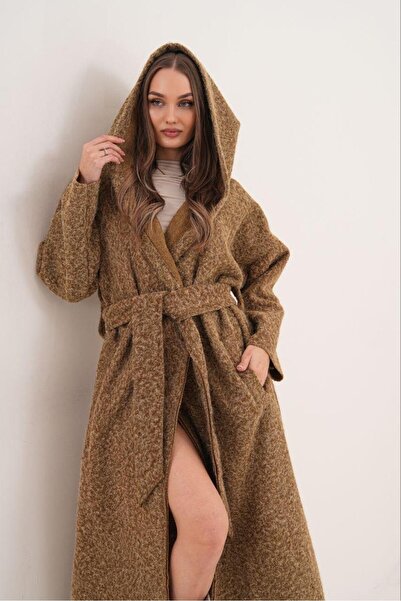 shE tekstil Wool Belted Cashmere Coat Brown