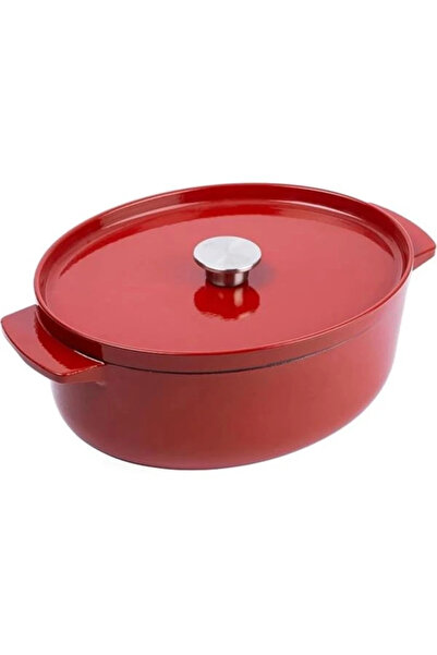 AyrStore Cast Iron 30 cm/5,6 L oval kapaklı tencere, kaliteli, sağlam ve uzun...