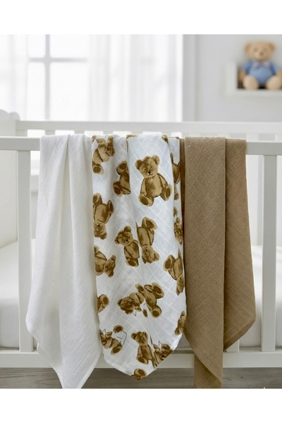 Sahra İpek Muslin Baby Blanket & Muslin Cover Set of 3