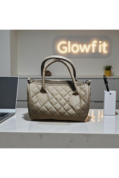 Glowfit Shine Your Shape Women's Mink Quilted Mini Shoulder & Hand Bag – Zippered Single Compartment Adjustable Long Strap 22X16X12Cm