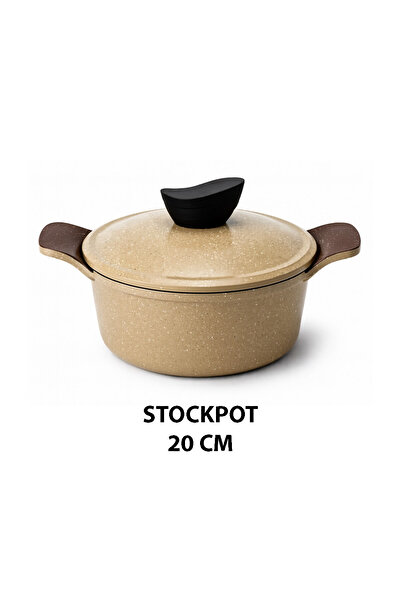 Jewel 20cm Nonstick Stockpot – Brown Marble Granite Coating, PF0A/PFOS Free, ...