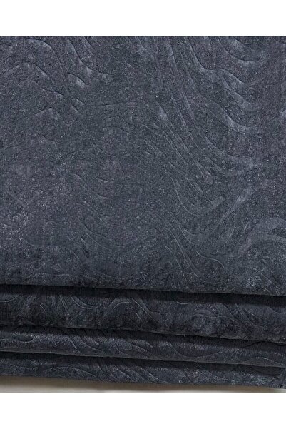 kumaşçıtr Koltuk Çekyat Örtüsü – Kaymaz Tabanlı Süngerli Kadife Kumaş Antrasit Gofraj Baskı