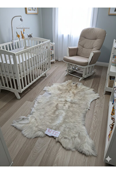 hoaryage Kemik Renk Doğal Keçi Postu, Tüy Dökmez, Koku Yapmaz, Yumuşacık, Kay...