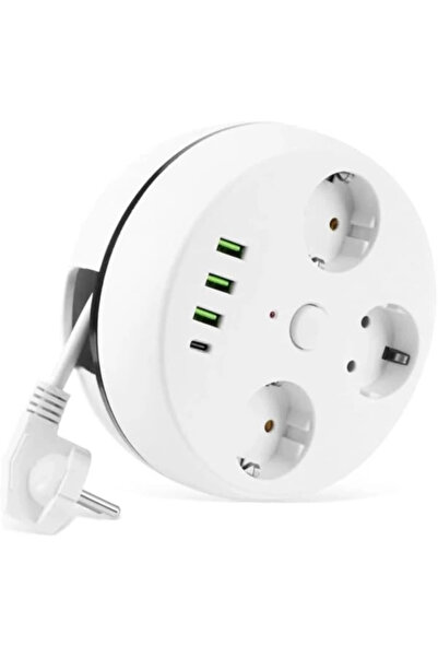 AyrStore VEA 7 in 1, Akım Korumalı Grup Priz, 3'LÜ, Anahtarlı, 3 Usb, 1 Type ...