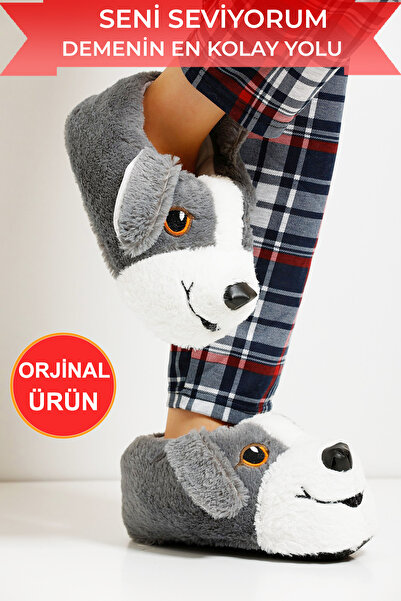 moontime alaçatı Sevimli Köpek Pandufları, Rahat ve Yumuşak Tabanlı Ayakkabılar