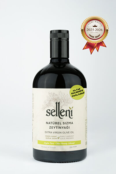 Selleni Erken Hasat Natürel Sızma Zeytinyağı Edremit Premium Filtresiz 750 ml...