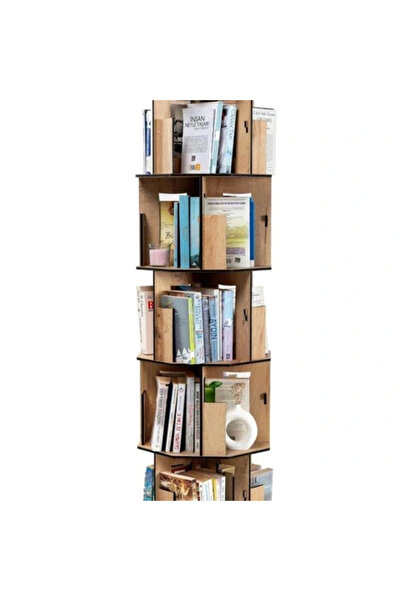 AyrStore 360° Döner Kitaplık Modern ve Dekoratif Çok Katmanlı Ahşap Kitap ve ...