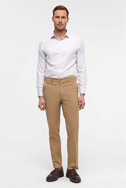 SÜVARİ Bej Regular Armürlü Pantolon