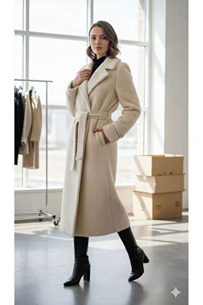 Seyteks Kadın Kemerli Uzun Yün Karışımlı Kaban Yeni Sezon