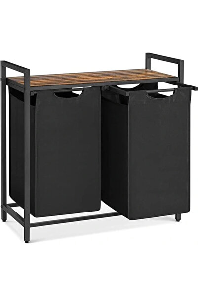 AyrStore 2 Bölmeli Çamaşır Sepeti, Raflı Çamaşır Sepeti, Çamaşır Kutusu, Çıka...