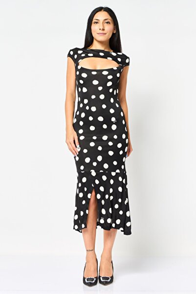 PİNKO Women Polka Dots Midi Dress, Multicolor