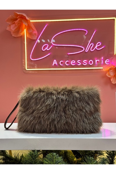 La She Accessories Rectangular Shaped Mink Plush Bag