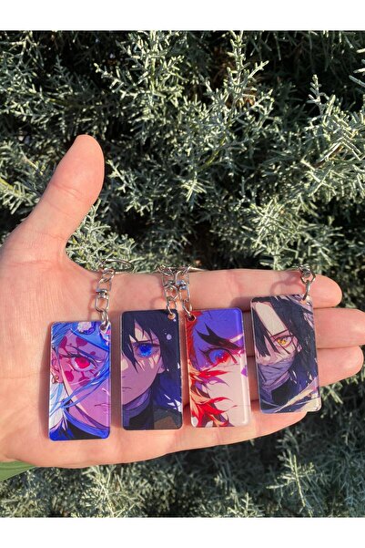 Innovate Store سلسلة مفاتيح أنيمي ديمون سلاير ميني مكونة من 4 قطع، إكسسوار أكريليك شفاف