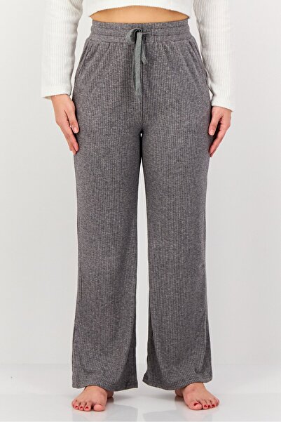 London Fog Women Regular Fit Stripe Sleepwear Bottom, Grey