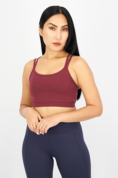 People Tree Women Sportswear Fit Plain Yogo Crop Top, Burgundy