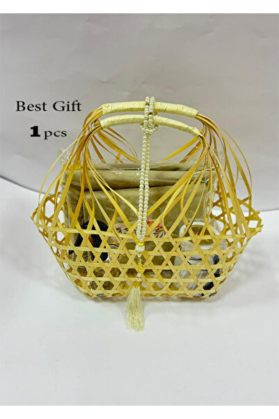 GIFT سلة خزف توزيعات رمضان مصحف وسجاده وسبحه ومعطر سجادة ومبخرة ( 1حبة )