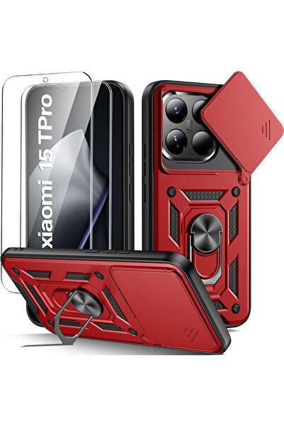 Rivor غطاء حماية متوافق مع هاتف شاومي مي 15T برو مع حامل منزلق للكاميرا وحلقة...