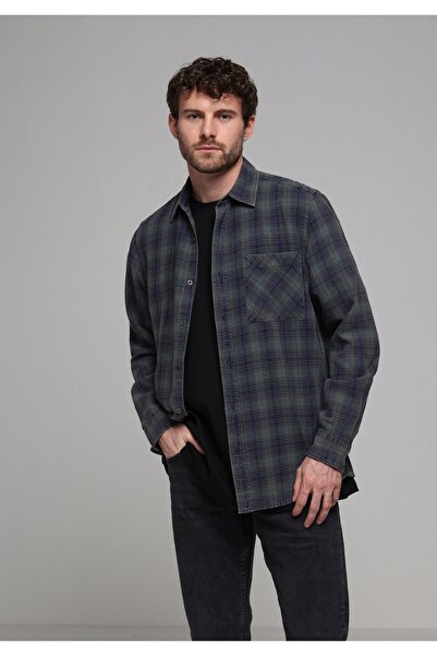 Colin's Regular Fit Shirt Neck Plaid Men's Green Long Sleeve Shirt