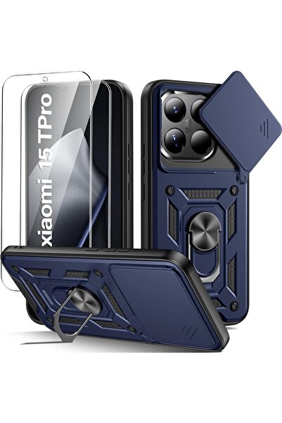 Rivor غطاء حماية متوافق مع هاتف شاومي مي 15T برو مع حامل منزلق للكاميرا وحلقة...