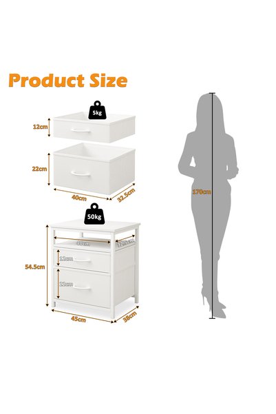 Venpara Nightstand with 2 Fabric Drawers, Premium Waterproof MDF & Sturdy Metal Frame